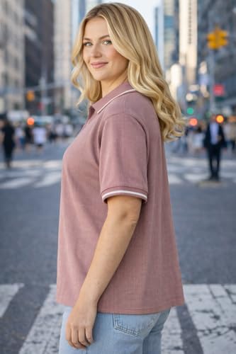 Image of Mack Jonney Women's Textured Polo T-Shirt | Half Sleeve Cotton Blend Top |Casual Collar Tee | Regular Fit-M7527