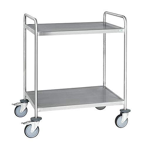Edelstahl-Servierwagen mit 2 Böden 1.075 x 575 x 1.010 mm, Traglast: 200 kg, C3
