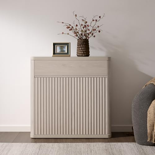 SICOTAS Buffet Cabinet with Storage - Accent Fluted Storage Cabinet with 2 Doors & 1 Drawer 34.6" Wide Modern Sideboard Credenza Large Buffet Table for Living Room Kitchen Dining Room Entryway Office - Image 2