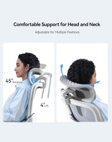 Image of SIHOO B100 SE Office Chair, Soft Memory Foam Desk Chair with Adaptive Lumbar Support & 2D Flip-up Armrests, 135 tilt Computer Chair for Home Office, White