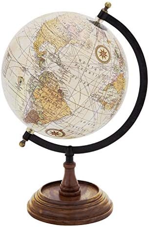 Deco 79 Mango Wood Globe with Wood Base, 9" x 8" x 13", Brown