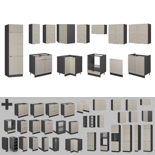 Vicco Cucina Angolare Completa Grigio/Beige/Antracite 227 X 287 Cm , Pl Marmo - 8