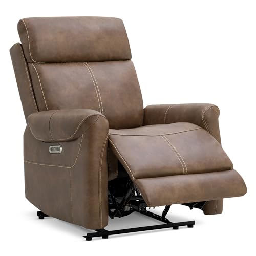 Leather Recliner Chair for Adults Wall Hugger RV Recliner with USB Charging Ports Electric Power Reclining Sofa for Living Room Home Theater Seating Bedroom