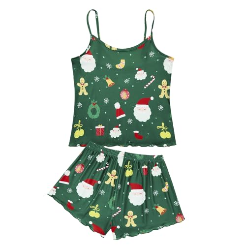 Image of American Trends Cute Pajamas for Women Strawberry Print Cami Top and Shorts Pj Set Two Piece Pajama Set Sleepwear Sleep Set