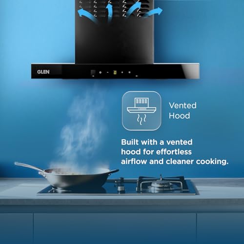 Image of Glen Wall Mounted Ductless Kitchen Chimney 60cm | 1100 CMH | Plug & Play with 2 year comprehensive warranty 7 year on motor | Baffle Filters | 5-way Suction | Touch & Motion Sensor |(CH6052DFMSBFBL60)