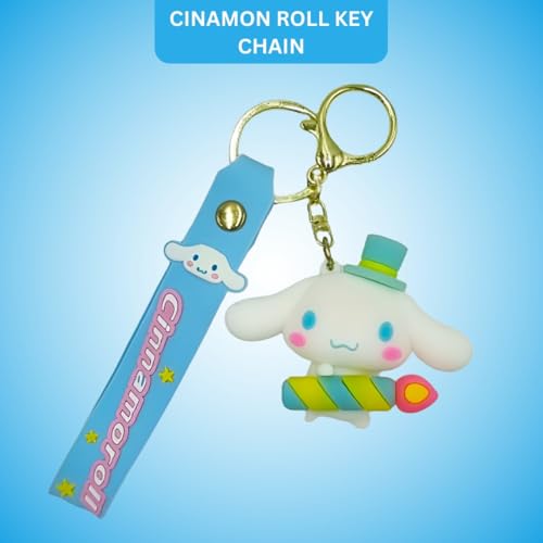 Image of Wanna Party Cinamon Roll Cartoon Keychains for Boys Girls, Anime Kawaii Keychain, Cute Backpack Key Key Chain Accessories Wristlet Chain Car Charms