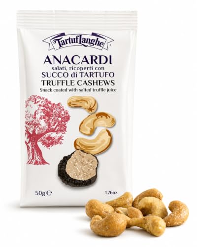 Image of TartufLanghe Truffle Cashew Nuts - Lightly Salted, Roasted, and Coated with Natural Black Truffle Juice, for Snacks, Topping Salads, and Appetizers - 1.76 oz