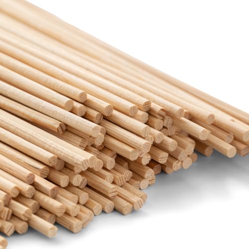 Mendi Palos de Madera Natural, 30 cm x 10 mm, Set de 15 Unidades para Manualidades, modelismo, bricolaje, artesania