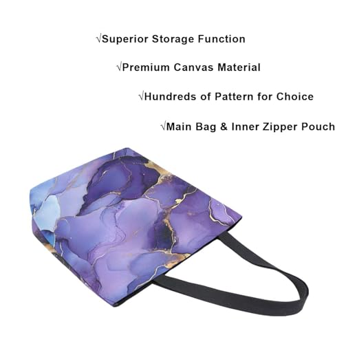 Extra Large Shoulder Tote Bag for Beach Travel Weekender Gym Purple Blue Gold Wild Marble Reusable Grocery Canvas Shopping Bag4