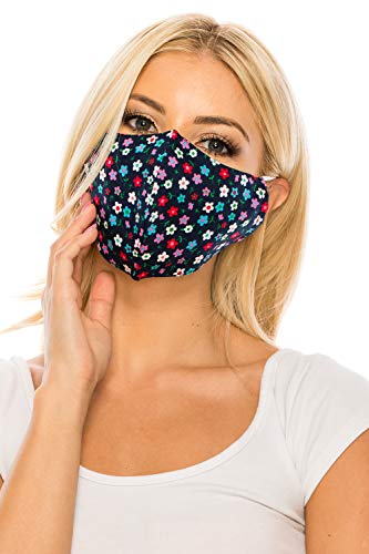 unik Multi Variety Pack Cloth Face Masks, 3 Pack Face Mask, Filter Pockets, 100% Cotton, 2 layer, Washable, Reusable adult face cover, Olive Paradise/Blue Gem/ Five Pedals-Adult Size