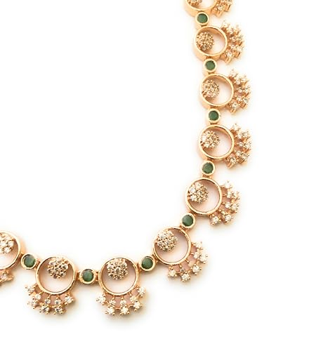 Image of Sasitrends Micro Gold Plated Peacock AD Stone Studded Jewellery Set