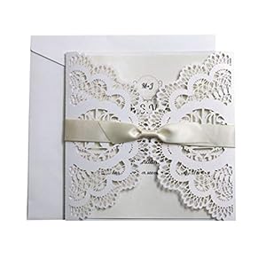 JinSu bruiloft uitnodigingskaarten, lasergesneden huwelijksfeest, uitnodigingskaarten met bedrukbaar papier en…