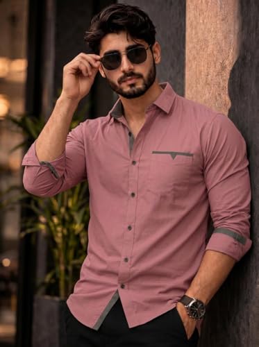Image of Amazon Brand - INKAST Cotton Shirt for Men | Regular Fit Full Sleeve Casual Shirt | Stylish Formal Office Wear Shirts for Men | Soft Comfortable Breathable Cotton Fabric | Fashionable Office Wear