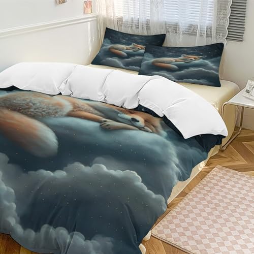 Housse de couette renard de qualité supérieure parure de lit microfibre 3 pièces - 3