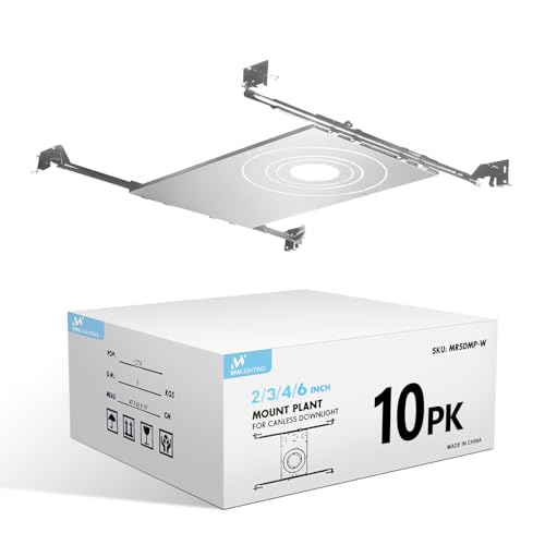 mw 10 Pack New Construction Mounting Plate with Symmetric Round Hole -3-4-6 Inch LED Recessed Lighting Kits, Compatibility Upgrade, Extendable Hanger Bars, Shallow Recessed Lighting Housing (10)