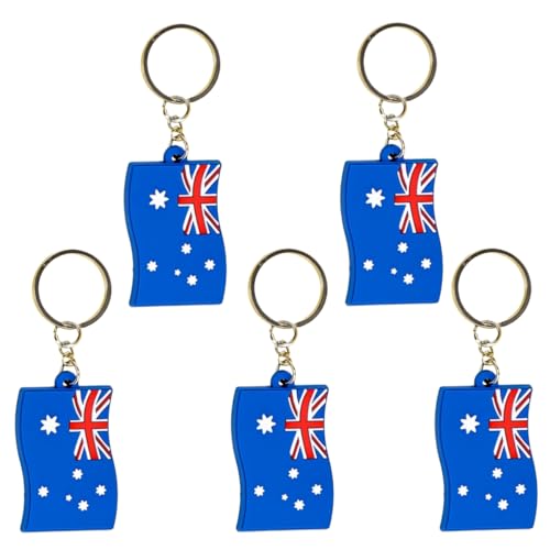 Lot de 5 porte-clés avec drapeau national en PVC pour célébrations nationales et souvenirs, Porte-clés Australie, taille unique