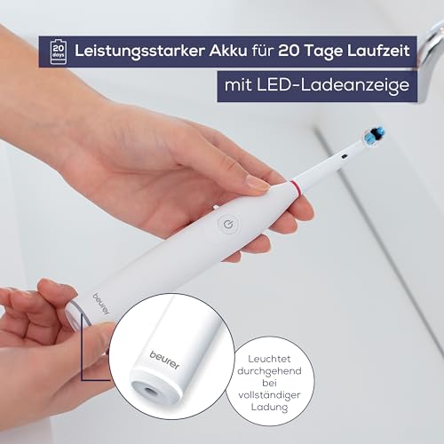 Beurer TB 30 Elektrische Zahnbürste, 2 Reinigungsprogramme für Zahnpflege, oszillierend-pulsierende Putztechnologie zur Plaque Entfernung, 2-Minuten-Timer, leistungsstarker Akku – Bild 6
