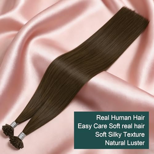 Image of Easyouth U Tip Hair Extensions Medium Brown, Hot Fusion Remy Hair Extension