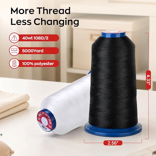 Image of Poolin Black and White Embroidery Thread Set - Richword Selected 4 Rolls, 40WT Polyester 4000M for Home & Commercial Embroidery Machines-4 Red