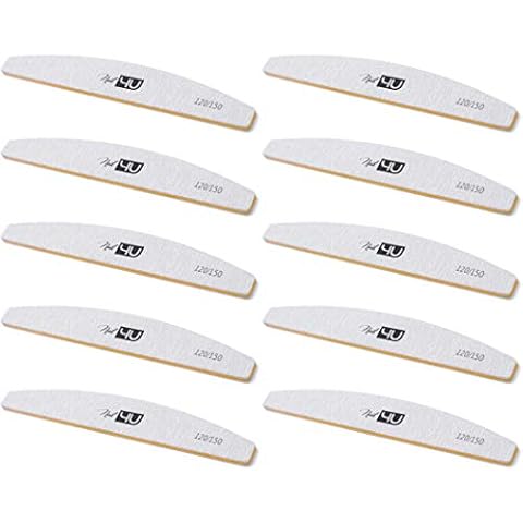Set of 10 pcs Professional Nail Files Half Moon Double Sided Emery Board Nail4U 120/150 grit Nail File Zebra Manicure Pedicure Cover