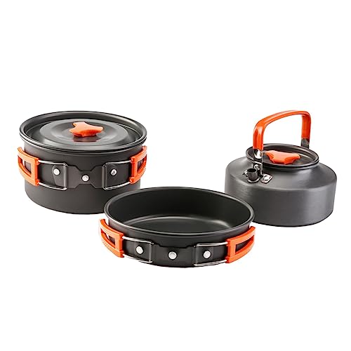 GANAZONO 1set Portable Outdoor Camping Cooking Pot Aluminium Alloy Kettle for People Lightweight and Gear for Hiking Backpacking and Outdoor Adventures