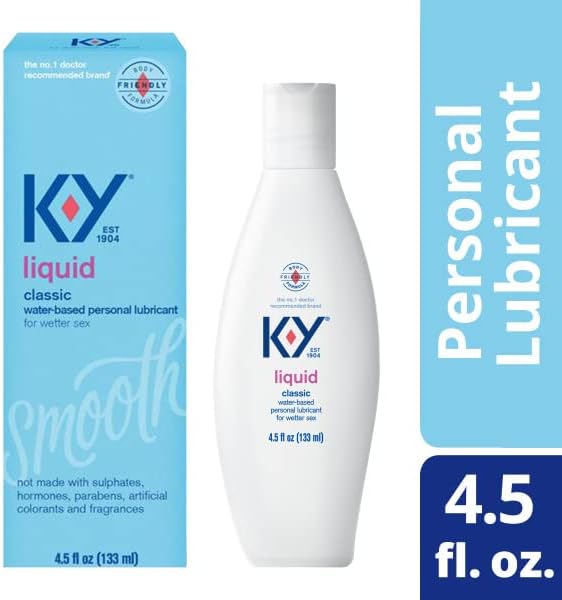 K-Y Liquid Personal Lubricant 4.5 oz, Premium Natural Feeling Water-Based Lube For Men, Women & Couples (Pack of 2)