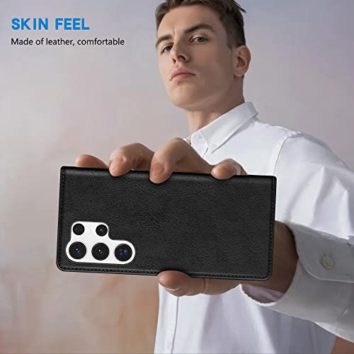 Image of ZZXX for Galaxy S23 Ultra Wallet Case Strong Magnetic 6.8 inch,Black
