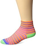 WrightSock Men's Coolmesh II Stripe Qtr, Orange/Blue/Green, Large
