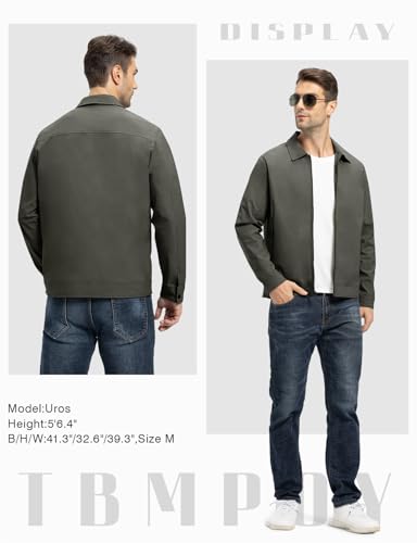 Image of TBMPOY Mens Lightweight Jackets Light Windbreaker Full Zip Casual Work Jacket Golf Business Fall Track Coat with Pockets