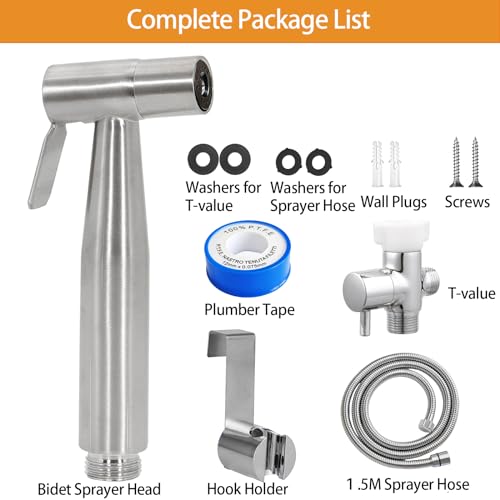 Goooodmore Handheld Bidet Sprayer for Toilet,Hand Held Stainless Steel Bidets for Existing Toilets with Adjustable Water Pressure,Toilet Bidet Sprayer Set for Feminine Wash