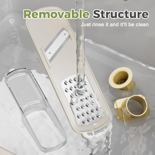 Image of 3 in 1 Garlic Slicer with Container and Hand Guard, Manual Garlic Cutter and Vegetable Grater Tool with Removable Blades