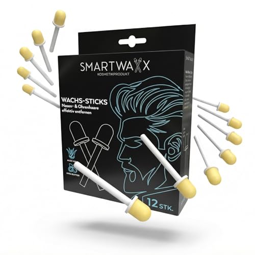 SMARTWAXX 12 Wachs-Sticks zur Entfernung von Nasen- & Ohrenhaaren | Die hygienische und langanhaltende Art der Nasenhaarentfernung ohne Trimmer | In 15 Sekunden einsatzbereit sanft zur Haut