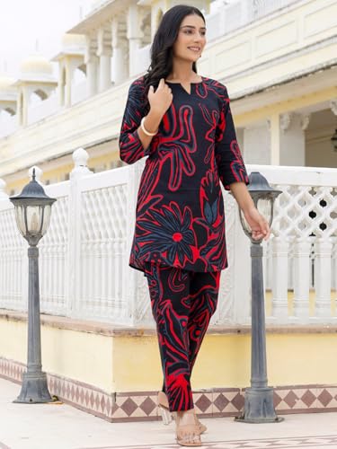 Image of feranoid Elegant V-Neck 3 /4 Sleeve Kurta & Pant Co-ord Set (S-XXL)