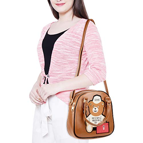 Image of SHAMRIZ Girls Teddy Printed Sling Bag Cross Body Bag (Tan)