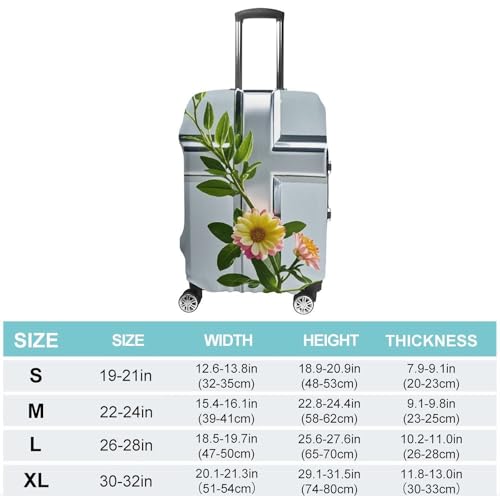 Flower Branches on The Cross Printed Luggage Cover Protector, Fits 18-32 Inch Luggage2