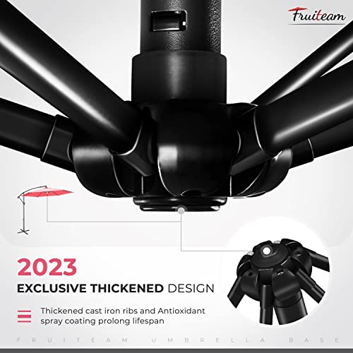 Image of FRUITEAM 10ft Patio Umbrella Fade-resistant Offset Hanging Umbrellas, Large Market Umbrella UV Protection, Outdoor Umbrella with Ventilation for Backyard, Deck, Garden