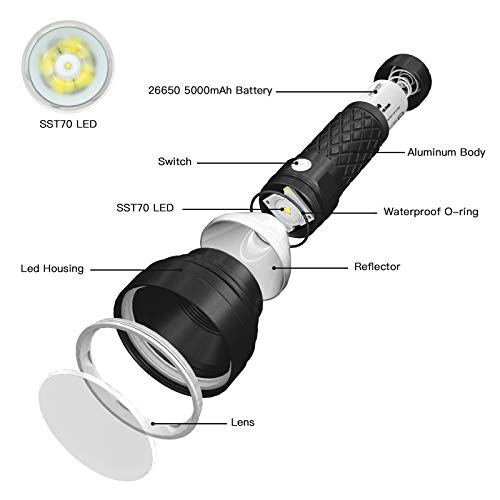 Thrunite Catapult V6 Sst70 Led Rechargeable Flashlight, 756 Yard Throw, 2836 High Lumens Bright Searchlight, Long Beam Distance Flashlight For Hiking, Camping, And Hunting, Black, Cool White - Cw #TOP3
