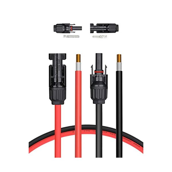 BougeRV 20 Feet 10AWG Solar Extension Cable with Female and Male Connector with Extra Free Pair of Connectors Solar Panel Adaptor Kit Tool (20FT Red + 20FT Black)
