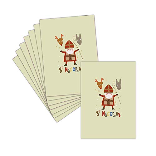 Carte Saint Nicolas Dessin — 8 Cartes Postales ➽ 3 Formats Dispos — Carte Saint Nicolas Arrive ! Cover