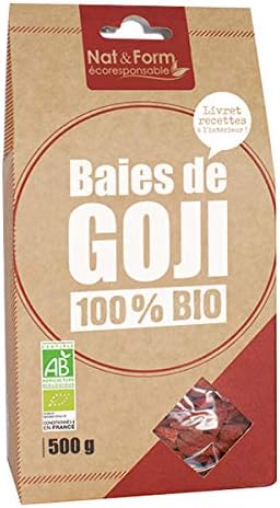 Nat & Form – Goji Berries 100% Organic – 500g – Sold by Unit