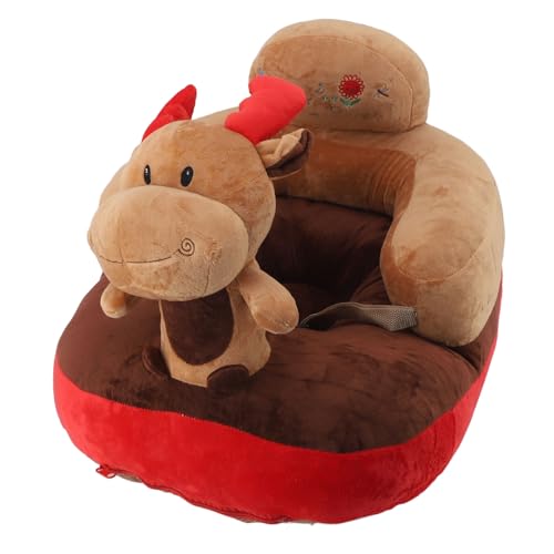 Baby Support Seat Sofa, Soft Plush Baby Floor Seat Cute Cartoon Baby Support Sofa Adjustable Angles Prevent Fall Baby Learning Sit Chair with Bluetooth Function for Indoor (Elk)