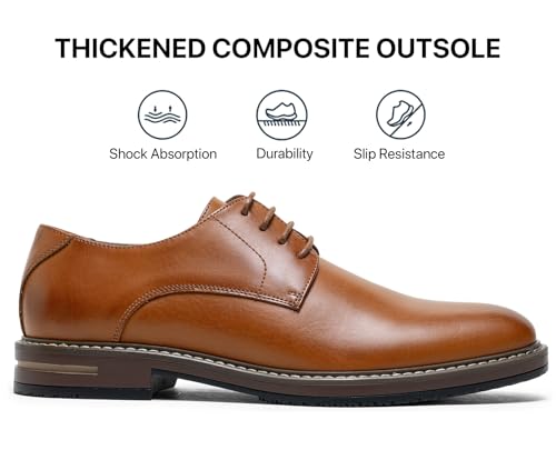 Image of Jousen Men's Dress Shoes Cap Toe Formal Oxfords for Men Business Lace Up Casual Comfortable Shoes
