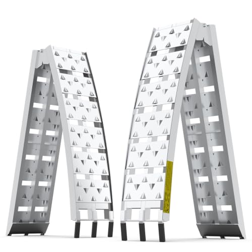 Rampas de carga plegables de aluminio de 7,5 pies, paquete de 2 unidades, para ATV y cuatrimotos, rampas resistentes de 1500 lb para camionetas y remolques, con superficie antideslizante miniatura 1