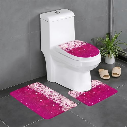 桜 サクラ 和柄 和風 さくら トイレマット 3点セット フタカバー 浴室足ふきマット 吸水 速乾 滑り止め 抗菌 防臭 洗える ふわふわ おしゃれ プレゼント 40x60cm