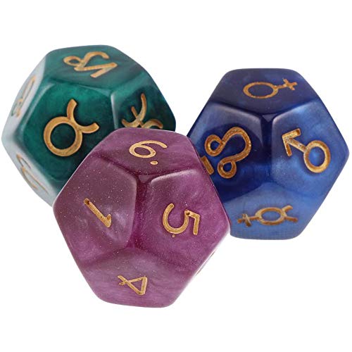 POFET 2 Set 6-teiliges mehrfarbiges 12-seitiges Harzwürfel Astrologie Tarot Constellation Divination Model A.