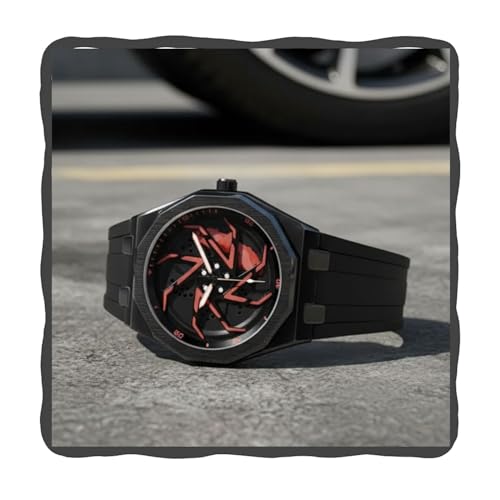 Image of ON TIME OCTUS Spinning Car Wheels Gyro Men's Sport Watch| Rotating Wheel Dial Silicone Strap Analog Luxury Watches for Boy's and Men -MN-259