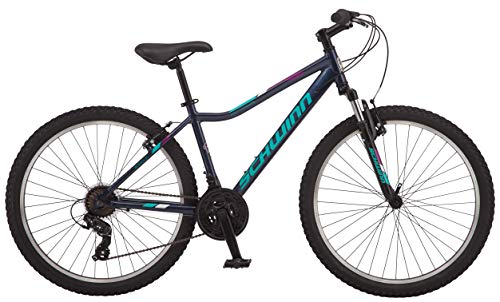 Image of Schwinn High Timber AL Mountain Bike for Adult Men Women, 26-Inch Wheels, 21-Speeds, Front Suspension, Aluminum Frame and Alloy Linear Pull Brakes, Navy Blue