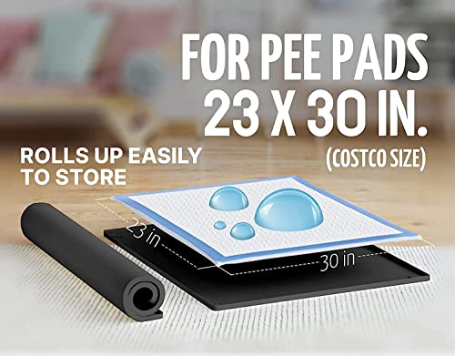 Image of Skywin TidyFriend 2 Pk Pee Pad Holder Tray for 30 inch x 23 inch Pee Pads with Corner Lock Holes, Raised Edges, Non-Spill, Easy to Clean Silicone Dog Potty Tray Holder, for Indoor Floor Protection (Black)