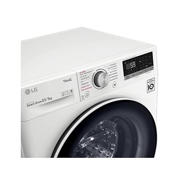 LG Electronics V5WD85SLIM Waschtrockner mit AI DD | 8,5 kg Waschen | 5 kg Trocknen | 1200 U/Min | Steam | TurboWash | Neue Wohlfühl-Trommel | Wi-Fi-Funktion | Weiß – Bild 7