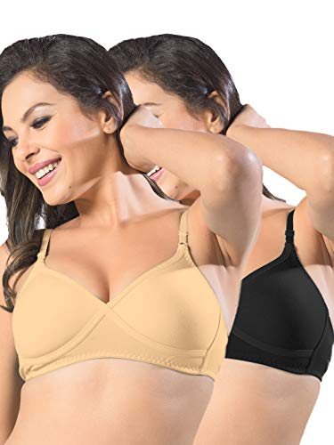Image of SONARI Womens Non Padded Regular Cotton Bra | Wire-Free, Medium Coverage, Sewn-in Bump for Natural Lift, Polycotton Blend Fabric, Hook & Eye Closure, Adjustable Straps - Violet